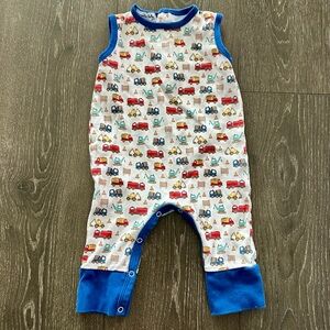 Magnolia Baby Sleeveless Romper with Colorful Vehicle Print